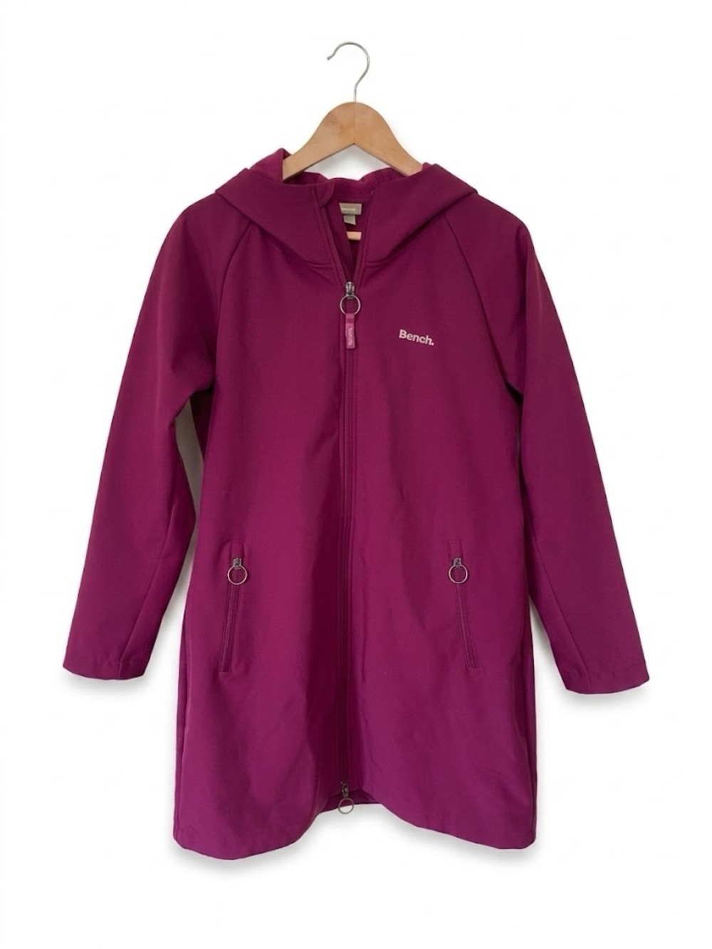 Bench Women’s Long Fleece Lined Spring Fall Trench Coat with Hood Medium